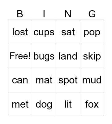 CVC Bingo! Bingo Card