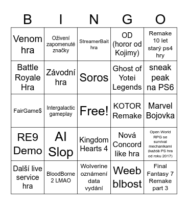 State of Play 2026 Bingo Card