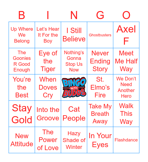 80s Movie Songs Bingo Card
