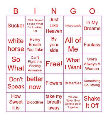 WE Team Valentine's Day Music Bingo! Bingo Card