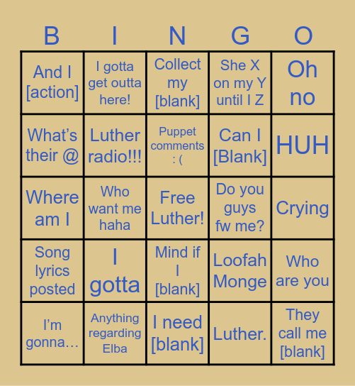 Luther Bingo!! Bingo Card