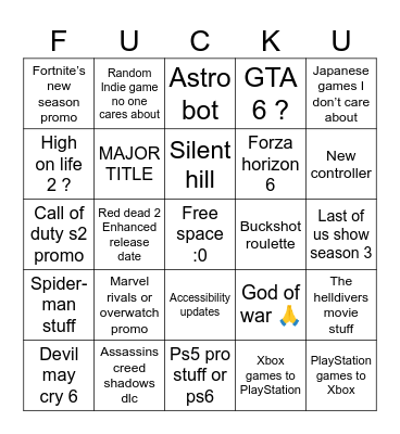 State of play by D3M0N ❤️‍🩹 Bingo Card