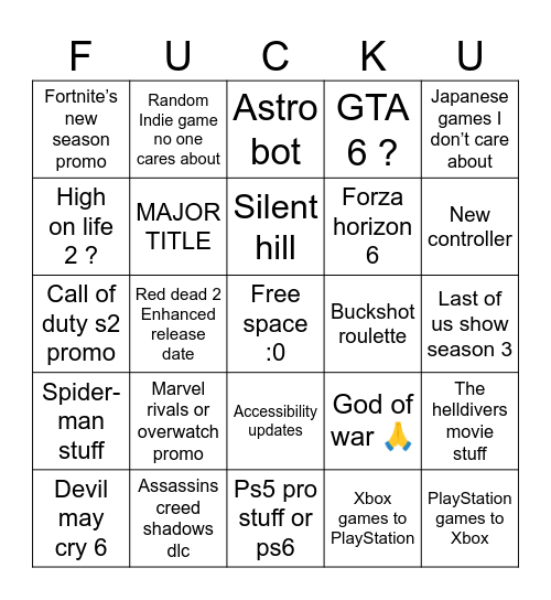 State of play by D3M0N ❤️‍🩹 Bingo Card