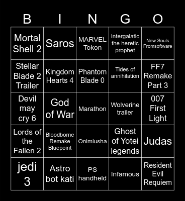 State of Play Feb 2026 Bingo Card