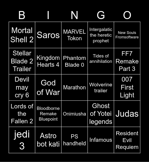 State of Play Feb 2026 Bingo Card