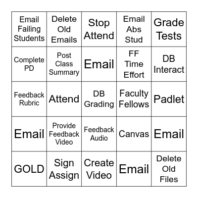 To Do List Bingo Card