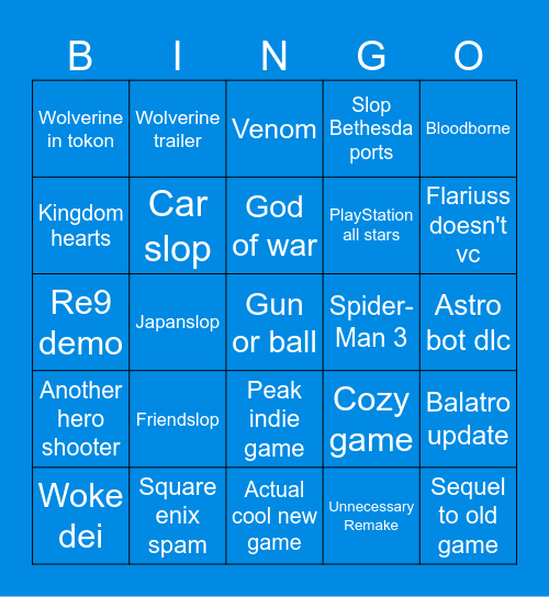 State of play predictions Bingo Card