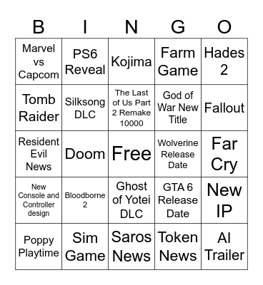 State of Play Bingo Card