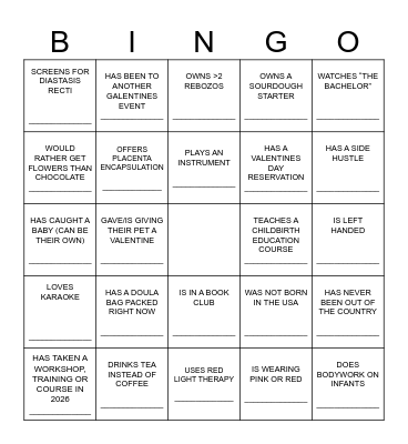 Galentine’s Bingo Card