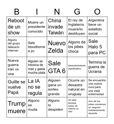 2026 Bingo Card