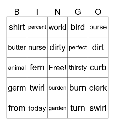 Target Time Bingo Card