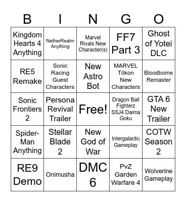State of Play 2/12/26 Bingo Card