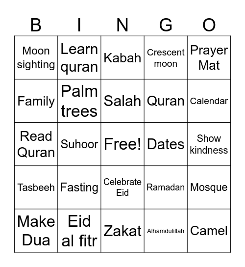 Ramadan Bingo Card