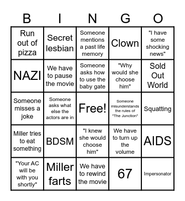 Pizza & Friends World Bingo Card