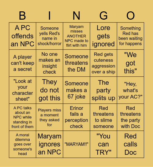 Tralblazers Bingo Card