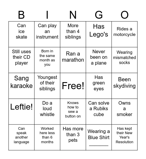 HUMAN BINGO Card