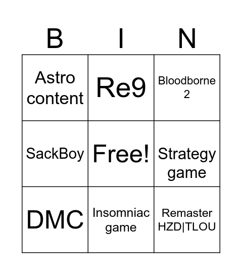 StateOfPlay Bingo Card