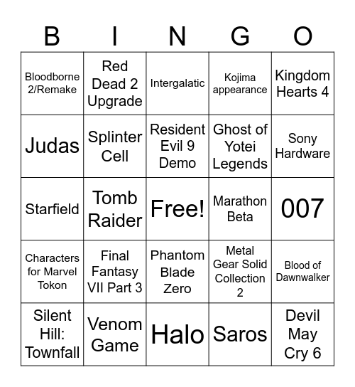 State of Play Feb 2026 Bingo Card