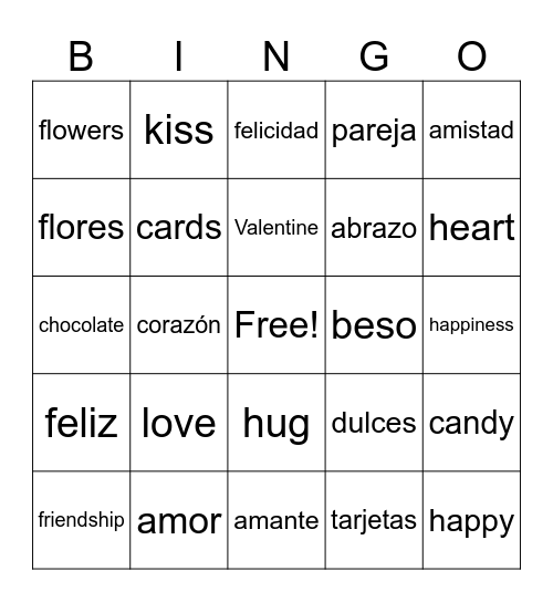 Valentine's Day Bingo Card