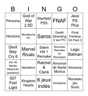 State Of Play - Fevrier 2026 Bingo Card