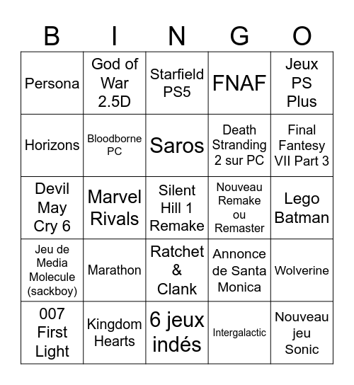 State Of Play - Fevrier 2026 Bingo Card