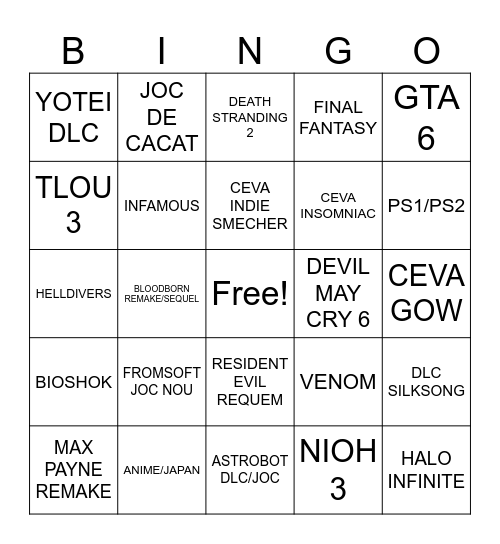 STATE OF PLAY #1 2026 Bingo Card