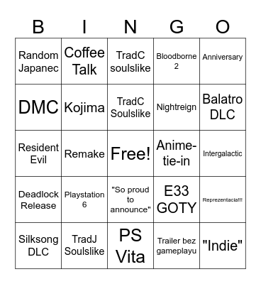 STATE OF PLAY Bingo Card