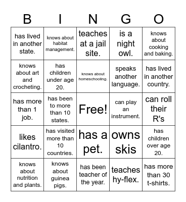 Find someone who... Bingo Card