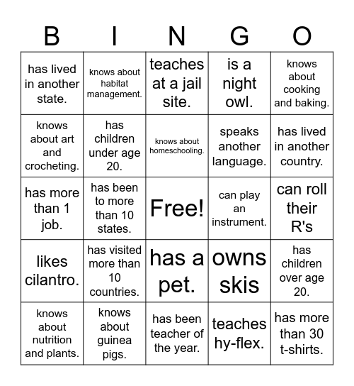 Find someone who... Bingo Card