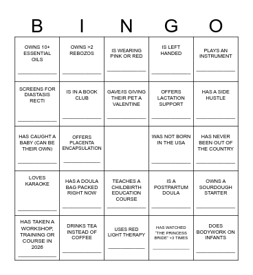 Galentine’s Bingo Card