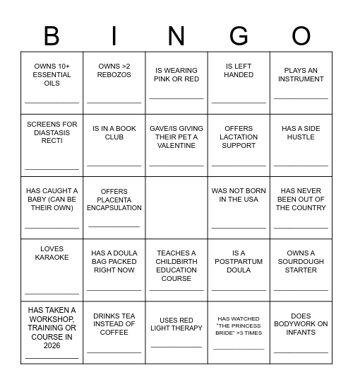 Galentine’s Bingo Card