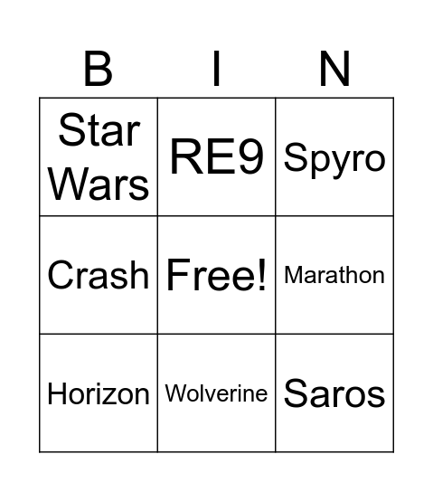 Untitled Bingo Card