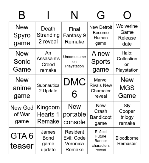 Untitled Bingo Card
