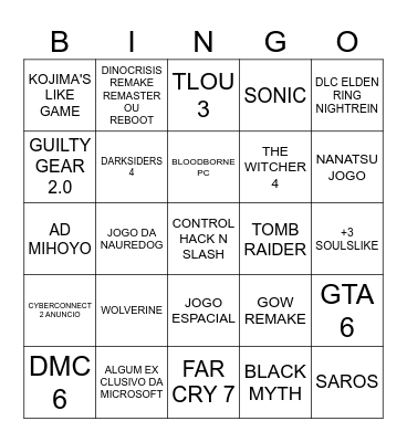 paporato STATE OF PLAY SONY HJ Bingo Card