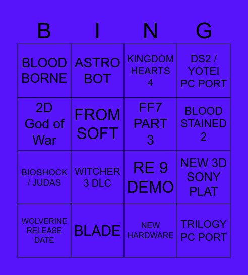 State of Play 2026 Feb Bingo Card