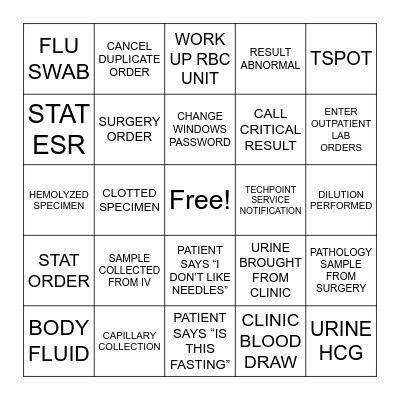 LAB WEEK BINGO Card