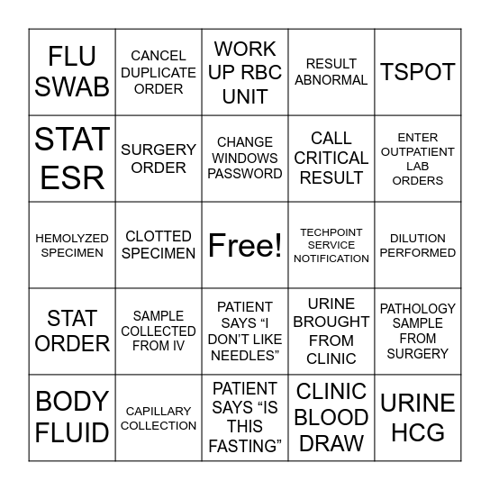 LAB WEEK BINGO Card