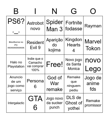 State of Play Bimbadinha Bingo Card