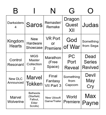 Playstation State of Play Feb 2026 Bingo Card