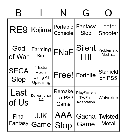 State of Play Feb 26 Bingo Card