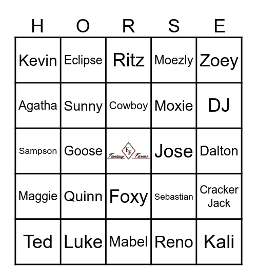 FF Horse Bingo! Bingo Card