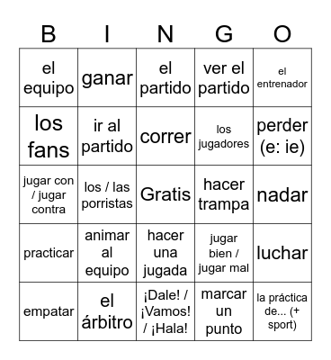 Hablando de un evento deportivo Bingo Card