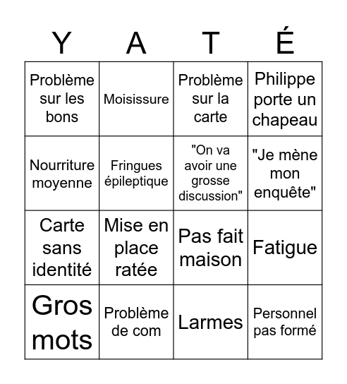 Gauchemar en guisine Bingo Card