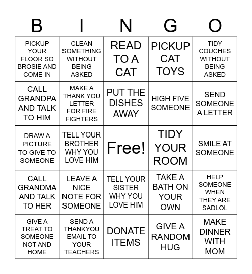 COMMUNITY SERVICE Bingo Card