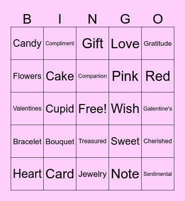 Valentine's Bingo Card