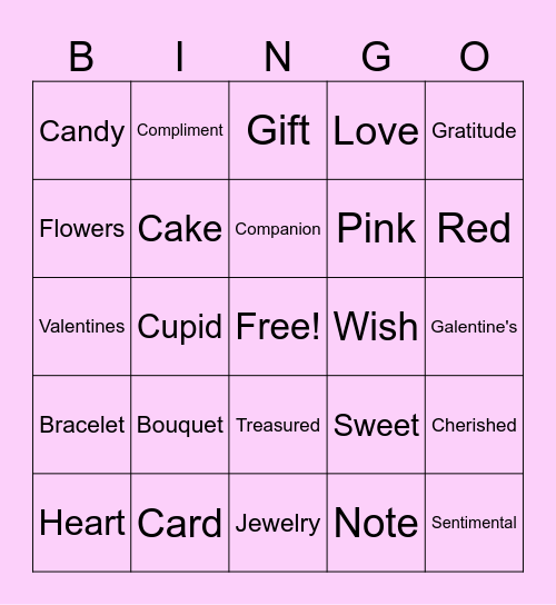 Valentine's Bingo Card