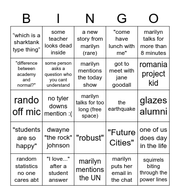 marilyn bingo Card