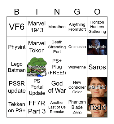 Sony State of Play Bingo Card