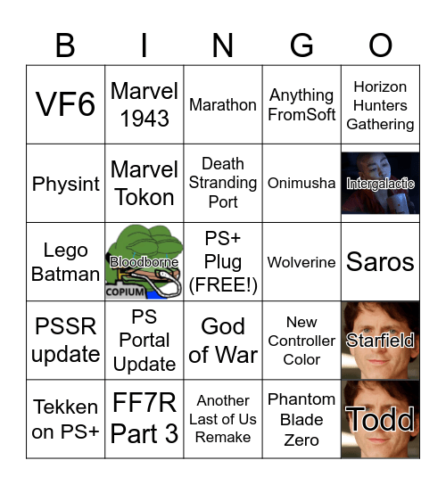 Sony State of Play Bingo Card