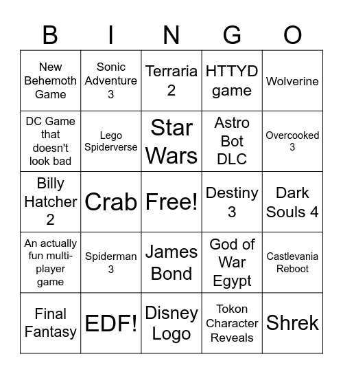 State of Play 2026 Bingo Card